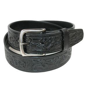 CTM Embossed Leather Money Belt with Removable Buckle